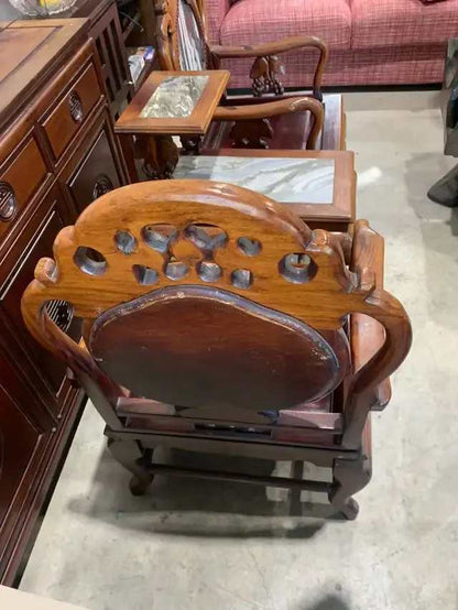 Vintage Chinese Marble Inlay Armchair Set