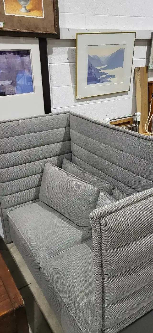 Vitra High-Back Gray Fabric Settee Couch with Alcove 2 Available