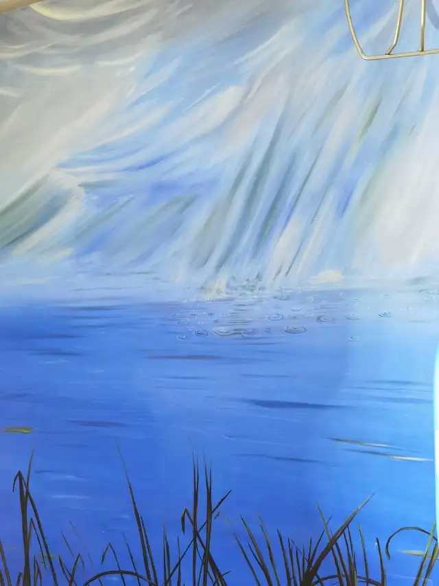 Large Abstract Lake Oil Painting