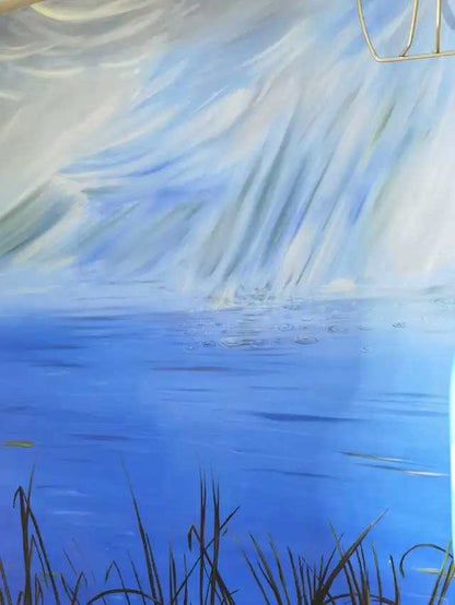 Large Abstract Lake Oil Painting