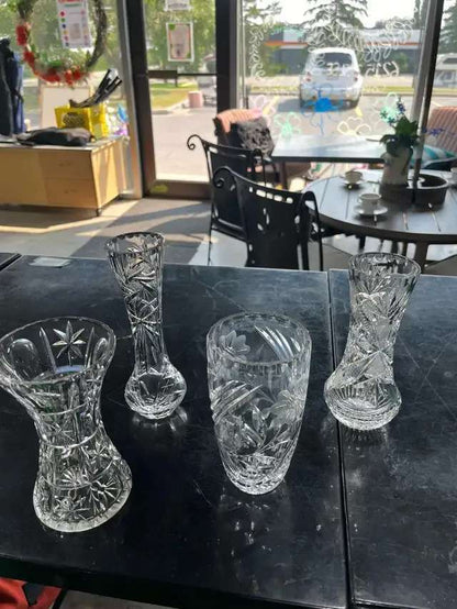 Cut and Spinwheel Crystal Vases - multiple available