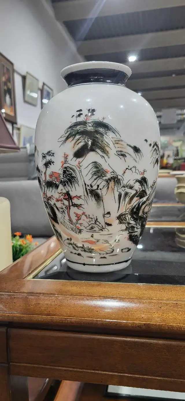 Ceramic Landscape Vase Chinese Inspired