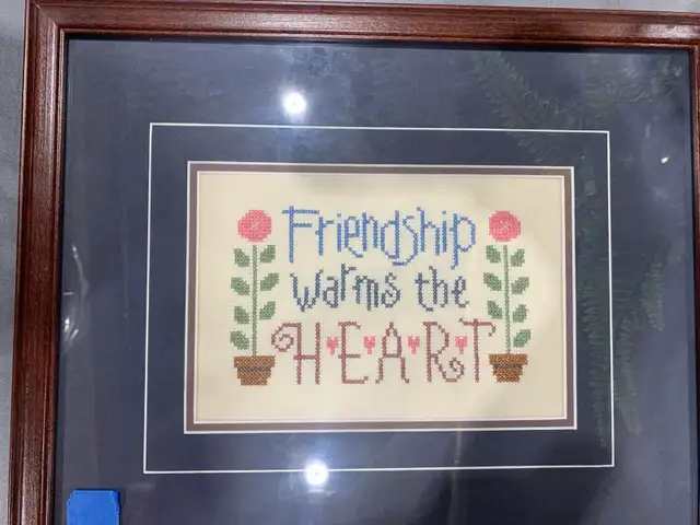 Friendship Warms the Heart Framed Cross Stitch