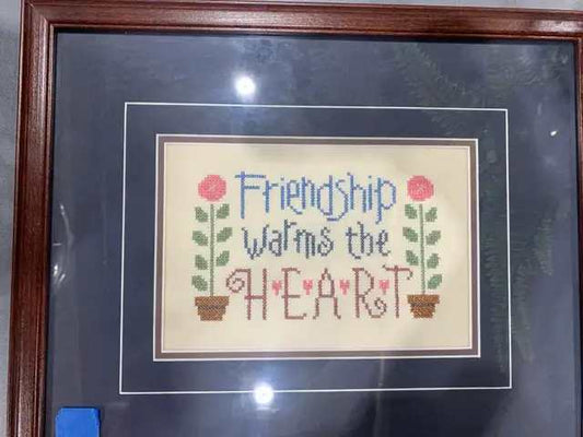 Friendship Warms the Heart Framed Cross Stitch