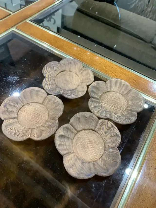 Mini Wooden Flower Plates - set of 4