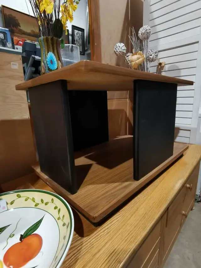 Wood and Black Side Table