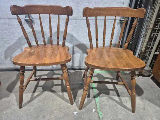 Vintage Wooden Spindle Chairs - 2 Available