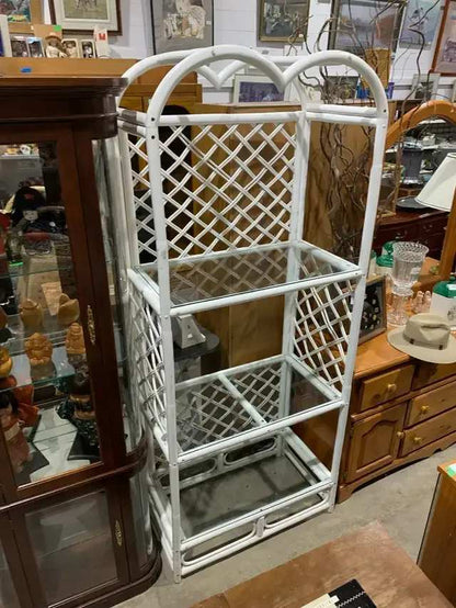 White Rattan with Glass Shelf