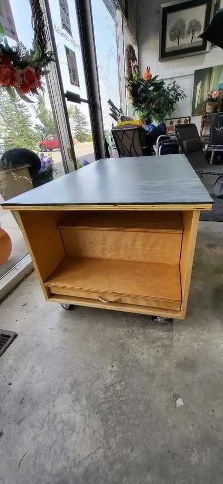 Mobile Plywood Dog Grooming Workbench with Steps
