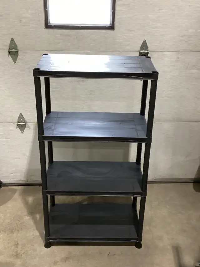 Black Plastic 4-Tier Storage Shelving Unit - 2 available