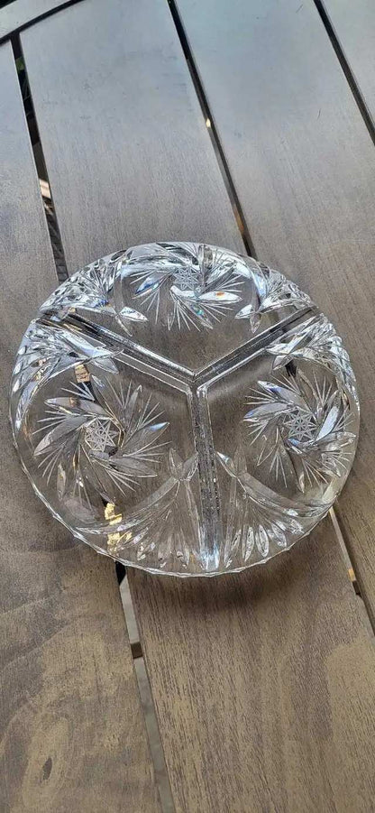 Crystal Serving Platter with Starburst Pattern