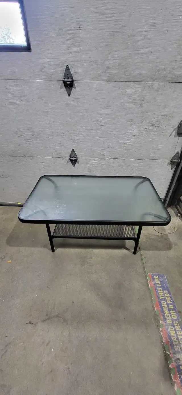 Metal and Frosted Glass Coffee Table