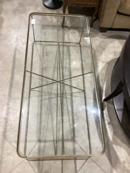 Muted Gold Glass and Metal Coffee Table
