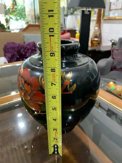 Black Japanese Floral Vase
