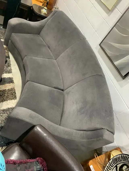 Curved Velvet Grey Couch