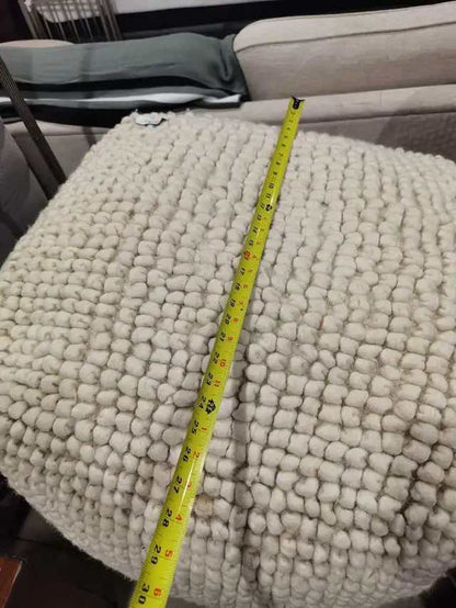Cream Chunky Knit Pouf
