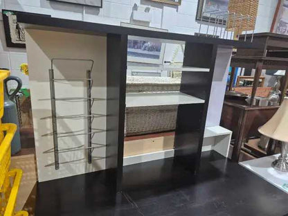 IKEA Mikael Dark Wood Desk with Shelves