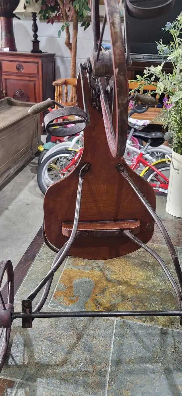 Vintage Metal and Wood Tricycle Sculpture