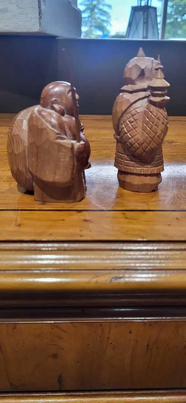 Hand-Carved Japanese Wooden Figurines