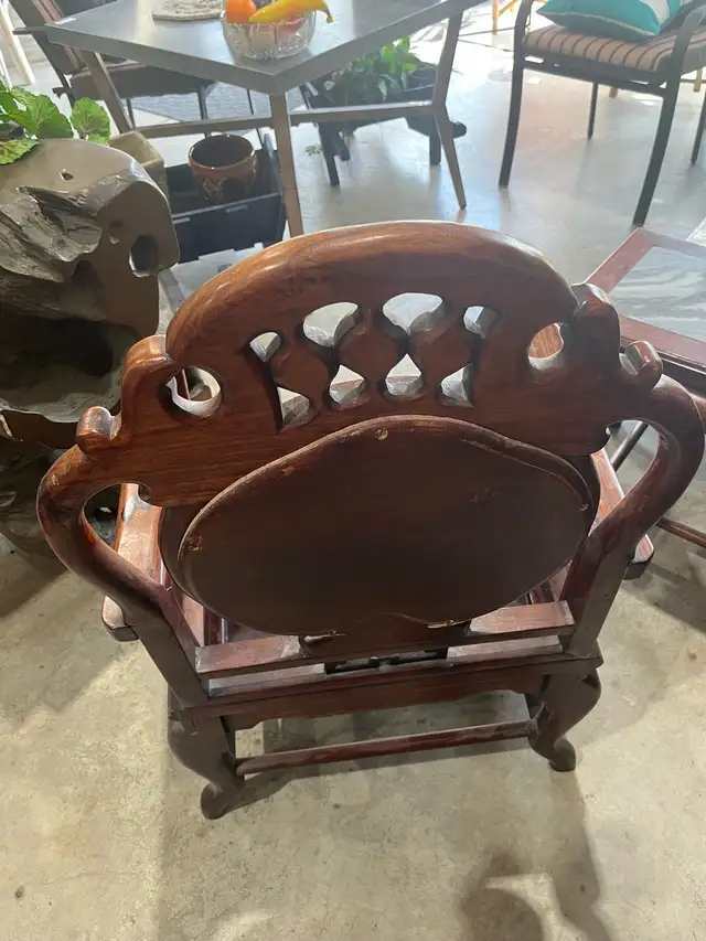 Asian Style Carved Wood Chair Set