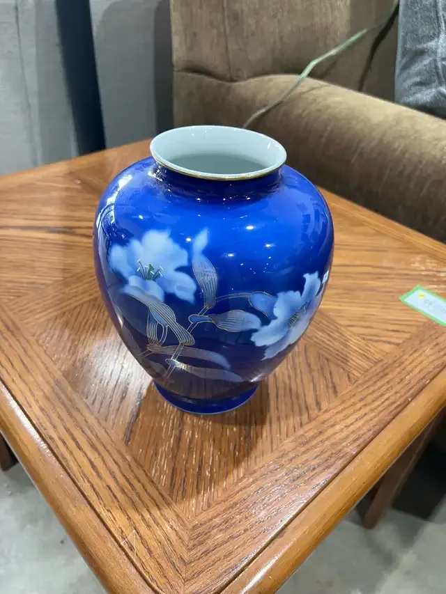 Blue Floral Japanese Porcelain Vase