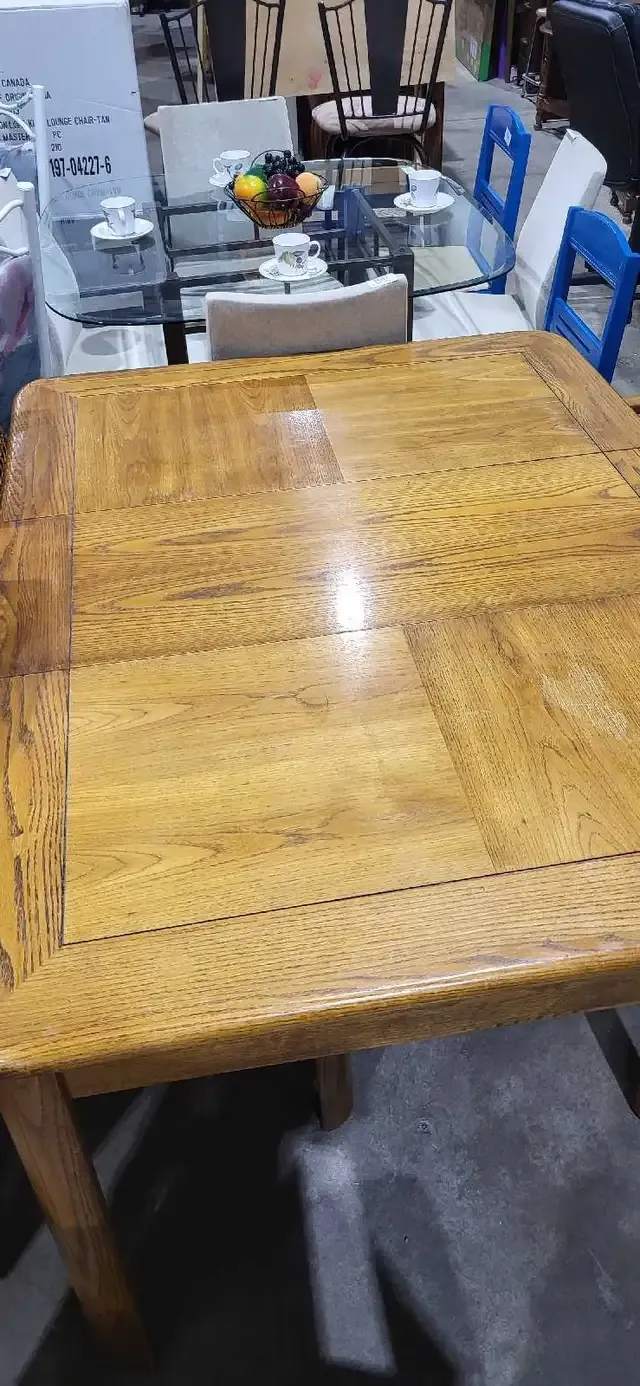 Oak Dining Table with 2 Leafs and 6 Chairs - House Of Braemore