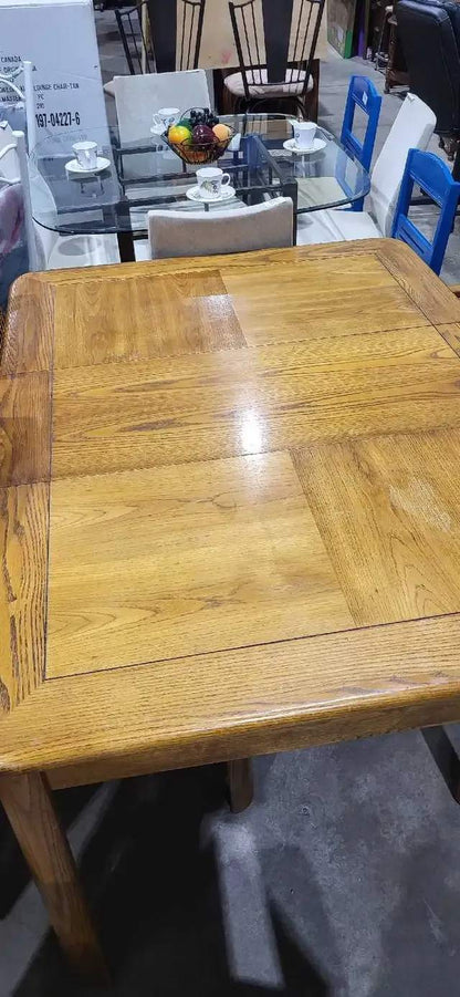 Oak Dining Table with 2 Leafs and 6 Chairs - House Of Braemore