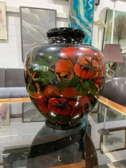Black Japanese Floral Vase