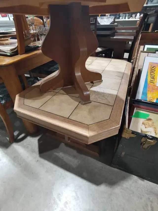 Oak and Tile Side Table
