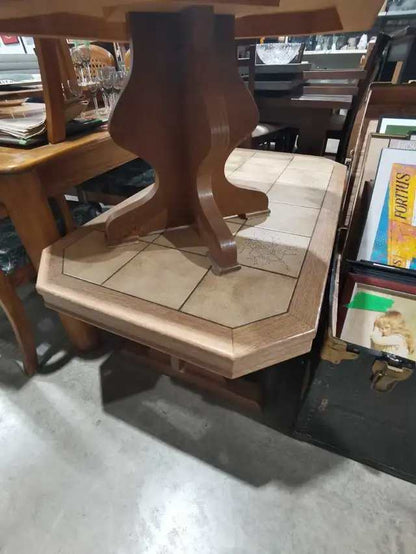 Oak and Tile Side Table