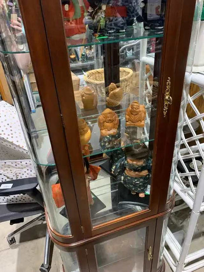Tall Mirror Curio Cabinet with Glass Shelves