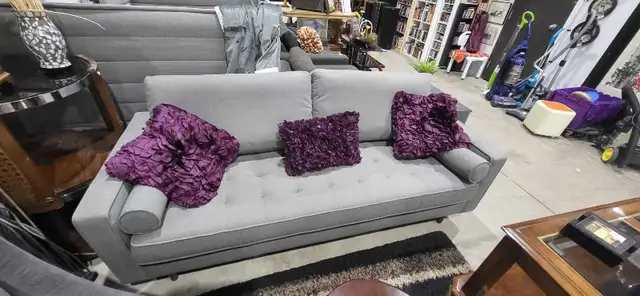 Mid-Century Modern Grey Sofa