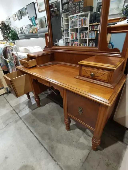 Vintage Wooden Vanity with Mirror