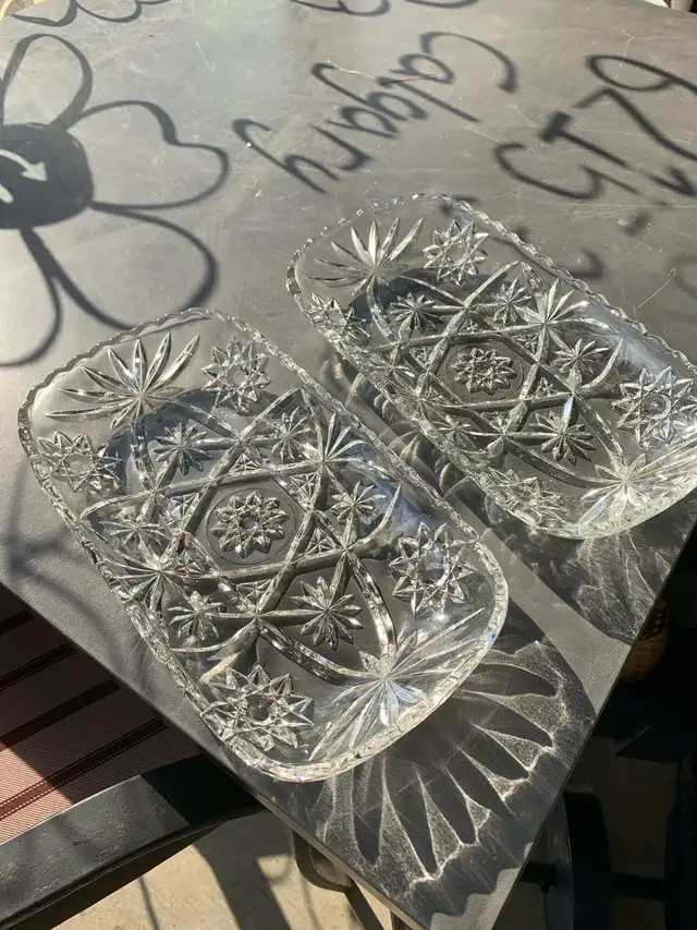 Vintage Crystal Serving Trays - 2 available