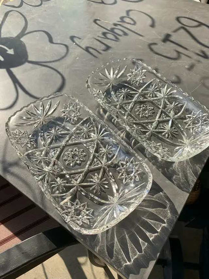 Vintage Crystal Serving Trays - 2 available