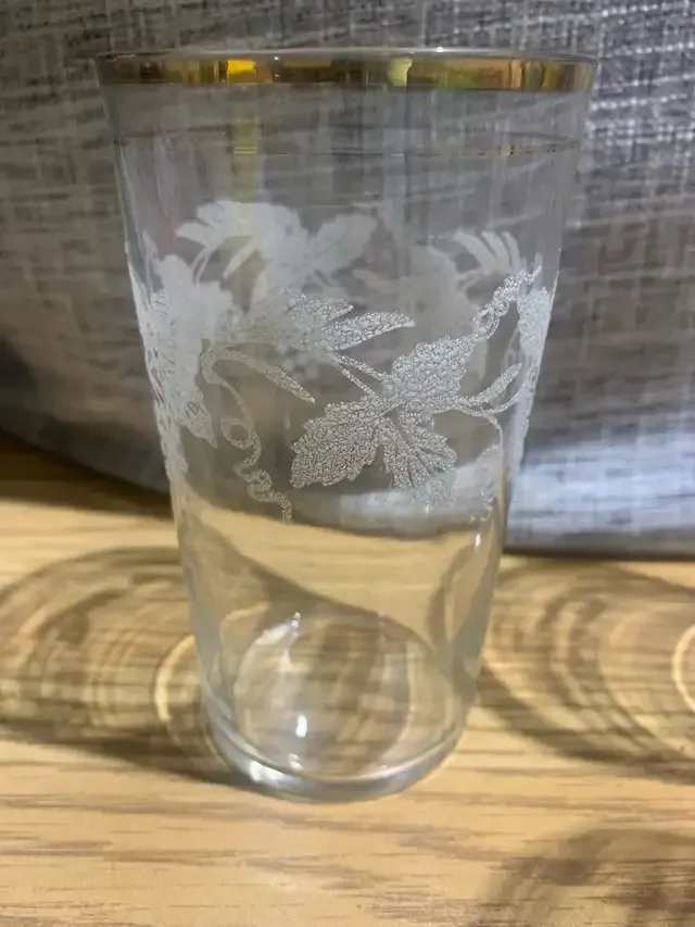 Vintage Grape Pattern Drinking Glasses - Set of 6