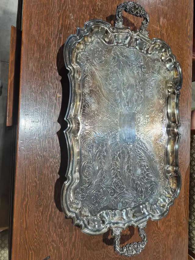 EP Brass Textured Silver Plated Serving Tray