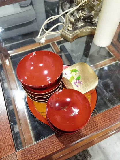 Red Japanese Lacquerware Set