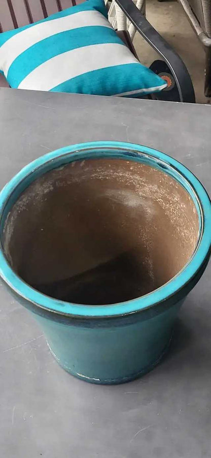 Large Ceramic Glazed Garden Pot - Teal