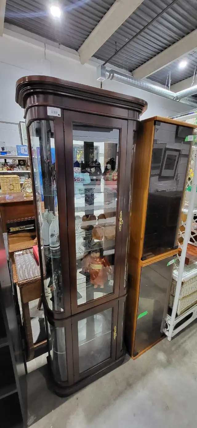 DarkWood Curio Cabinet - Mirrored back with Light