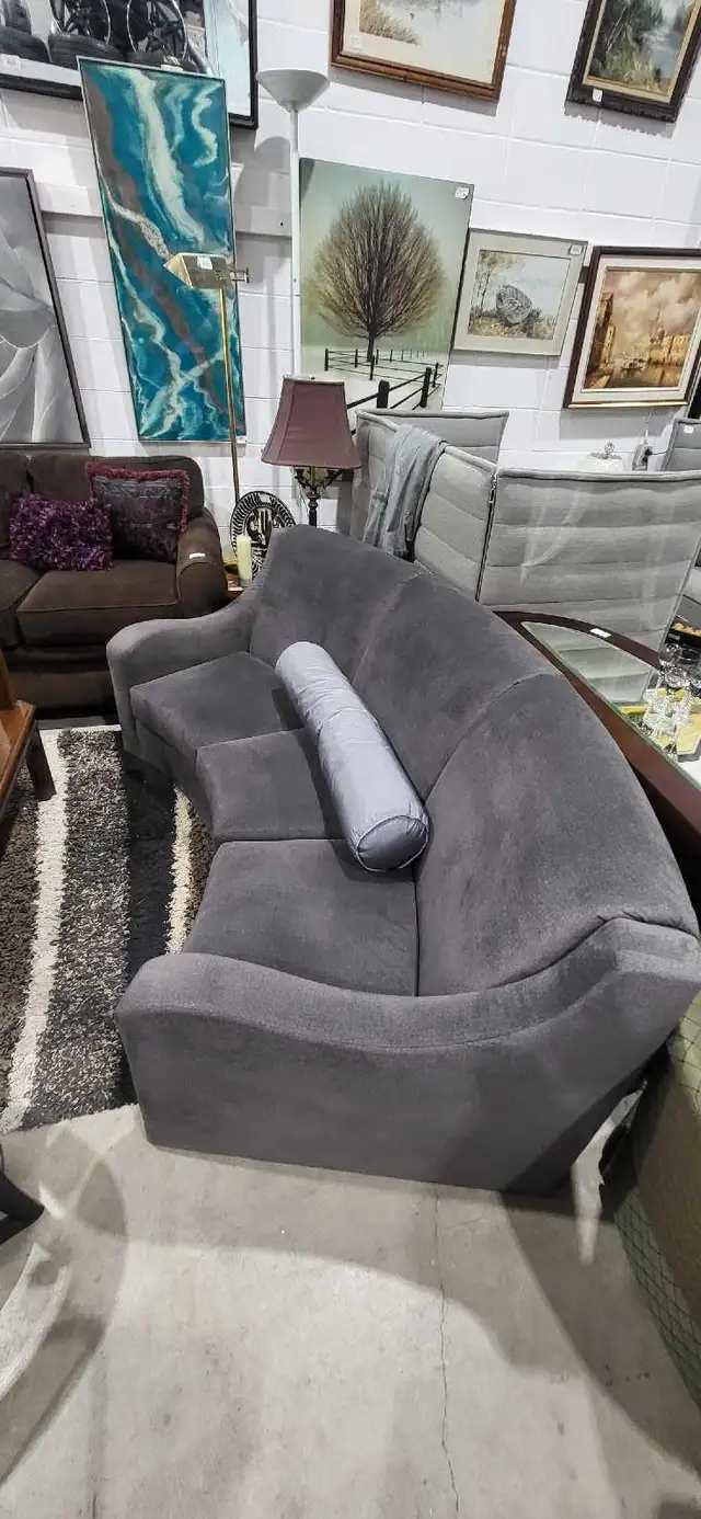 Curved Sofa - Grey - 74"x32"x37"
