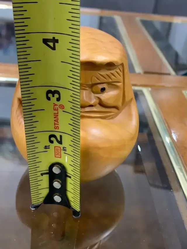 Vintage Hand-Carved Wooden Japanese Daruma Doll