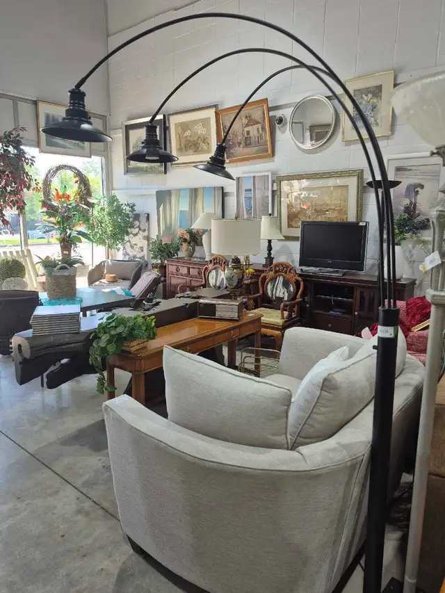 Black Three-Arm Arc Floor Lamp - 7 Feet Tall