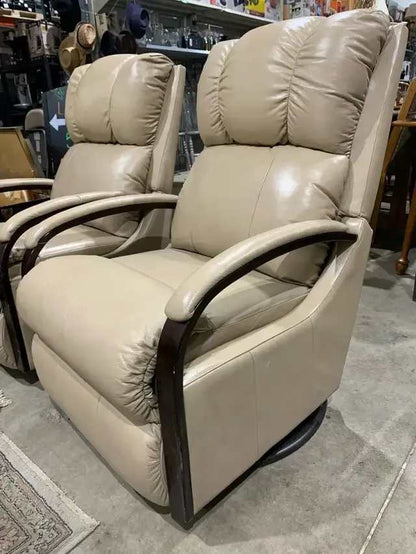Beige Leather La-Z-Boy Recliner Chairs - 2 Available