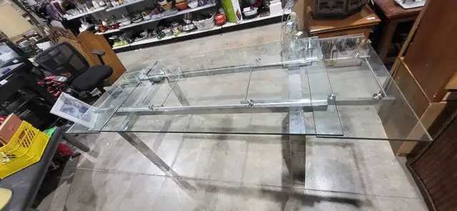 Glass and Chrome Dining Table