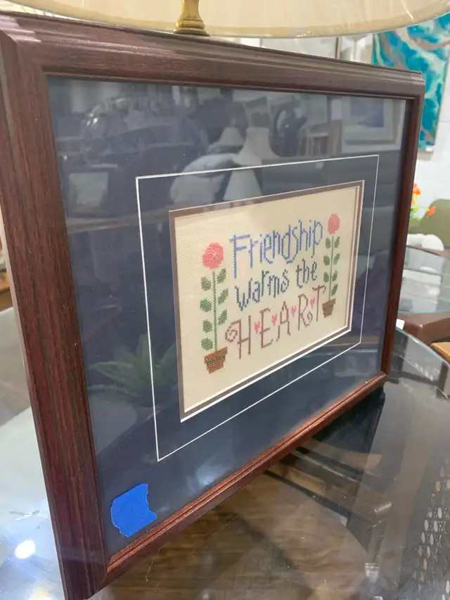 Friendship Warms the Heart Framed Cross Stitch