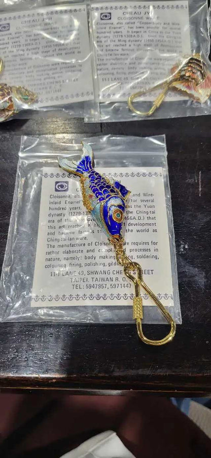 Cheau Jyh Cloisonne Fish Keychains and Jewelery 9 Available