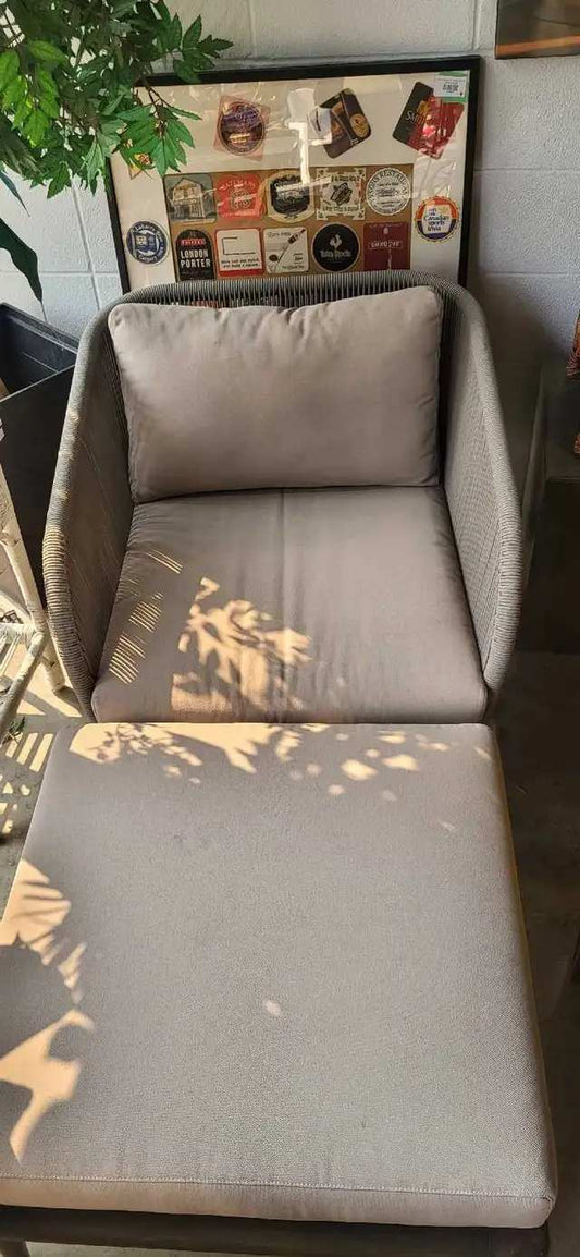 West Elm Patio Chair and Ottoman Set - Grey