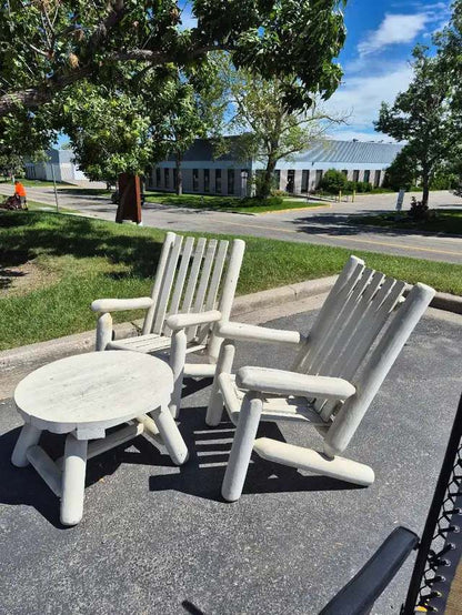 White Log Chairs and Table Set