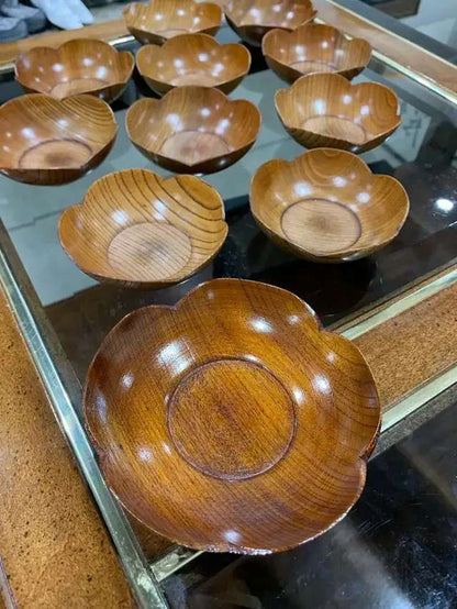 Wooden Flower Shaped Bowls - Set of 11